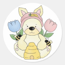 honey bee easter bunny rabbit round sticker