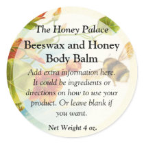 Honey Bee Floral Bath Products Label Round Sticker