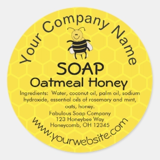 Honey Bee Honeycomb Custom Soap Label Stickers