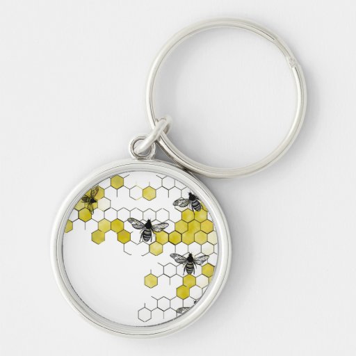Honey Bee Honeycomb Key Chain