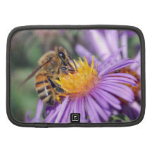 Honey Bee on Purple Pink Flower Folio Planners