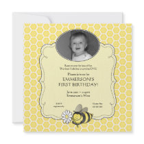 Honey Bee Photo Birthday Invitation