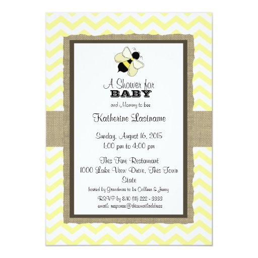 Honey Bee ZigZag Baby Shower Invite