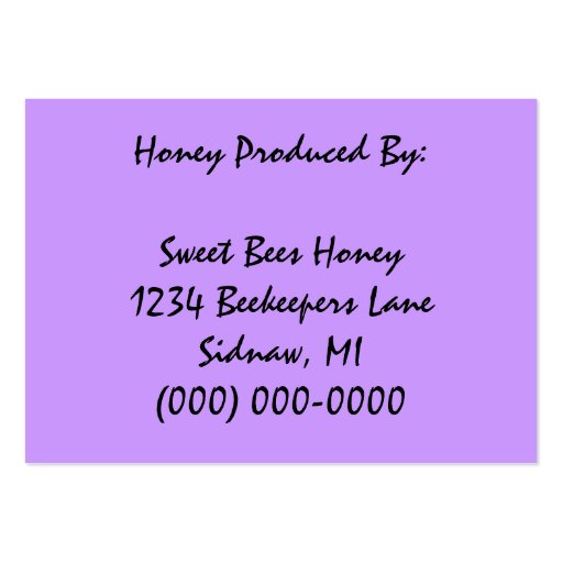 HONEY BEEKEEPERS PRODUCT GIFT TAGS CARDS BUSINESS BUSINESS CARD (back side)