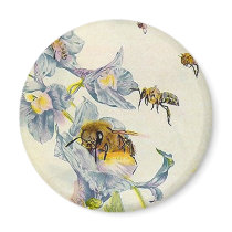 Honey Bees & Morning Glory Flowers EZ2 Customize Magnets