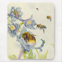 Honey Bees & Morning Glory Flowers EZ2 Customize Mouse Pads