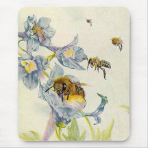 Honey Bees & Morning Glory Flowers EZ2 Customize Mouse Pads