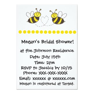 Honey Bees with Heart 5x7 Paper Invitation Card
