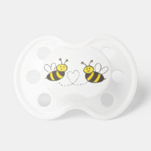 Honey Bees with Heart Baby Pacifiers
