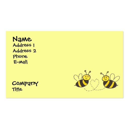 Honey Bees with Heart Business Card Template