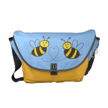 Honey Bees with Heart Messenger Bags