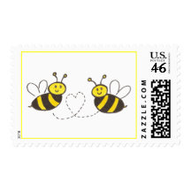 Honey Bees with Heart Postage Stamps
