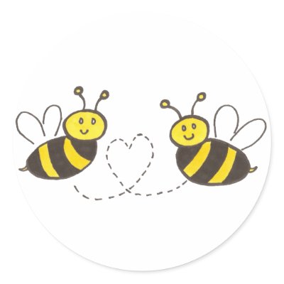 Honey Bees with Heart Sticker