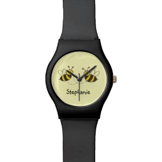Honey Bees with Heart with Personalized Name Wrist Watches
