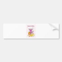 Honey Bunny Happy Birthday fun pink drawing card Bumper Sticker