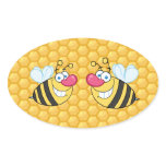 Honey Comb Bees Oval Sticker