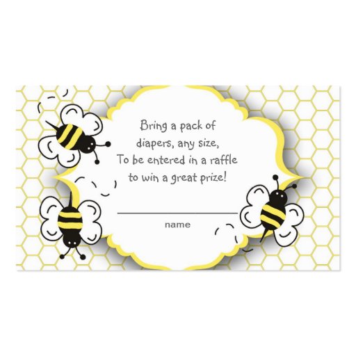 Honey or bumble bee raffle ticket or insert card business cards (front side)