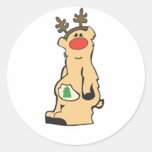 Honeybear Christmas Reindeer Cards Round Stickers