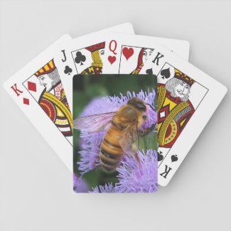 Honeybee on Ageratum Flower Playing Cards