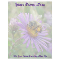 Honeybee on Fall Asters Wildflower Letterhead.
