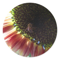 Honeybee Sunflower Round Sticker