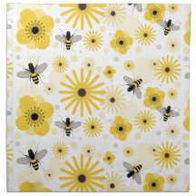 Honeybees & Flowers Napkins - Set Of 4