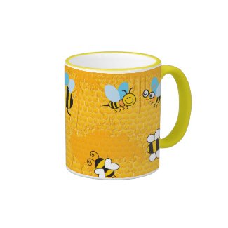 Honeycomb and Cartoon Bee Ringer Mugs