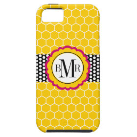 Honeycomb Pattern and Flower Monogram Personalized iPhone 5 Cover