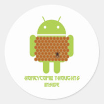 Honeycomb Thoughts Inside (Android Bug Droid Bee) Round Stickers