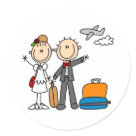round_sticker - Newlyweds give a wave as their honeymoon is soon to begin.