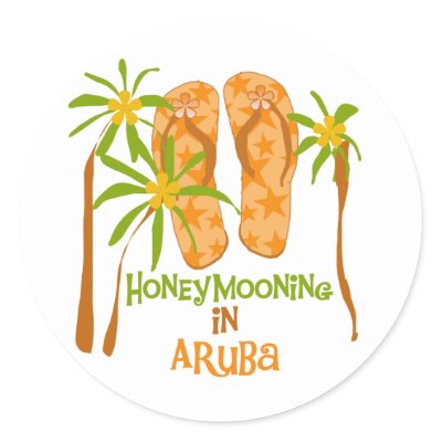 Honeymooning in Aruba Stickers