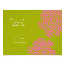 Honeysuckle and Lime Floral Wedding RSVP Announcements