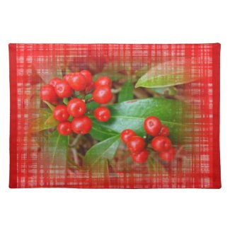 Honeysuckle Berries on Cotton Cloth Place Mat