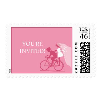 HoneySuckle Bicycle Couple Wedding Postage stamp