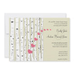 Honeysuckle Hearts Birch Tree Wedding Invitations