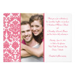 Honeysuckle Pink Damask Photo Wedding Invitation