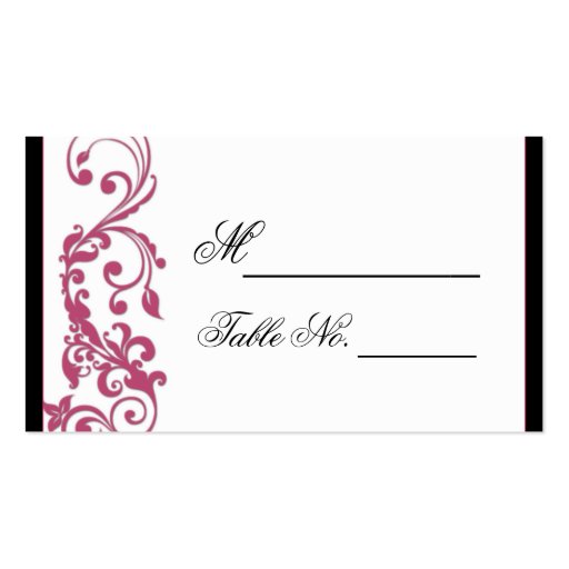 Honeysuckle Pink Rounded Corner Wedding Place Card Business Card Templates (front side)