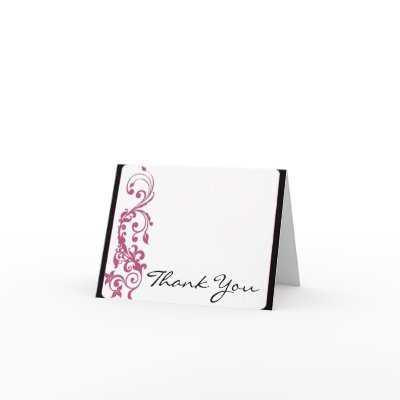Honeysuckle Pink Rounded Corner Wedding Thank You Greeting Cards
