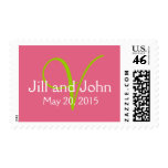 Honeysuckle Pink Save the Date Postage Stamps