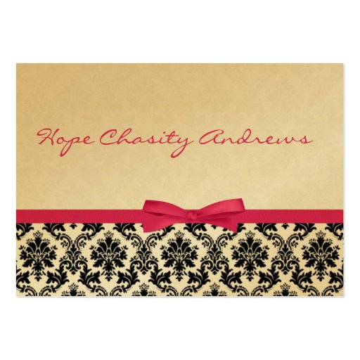 Honeysuckle Ribbon Black Damask Floral - Business Card (back side)