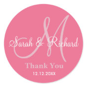 Honeysuckle Thank You Wedding Monogram Sticker