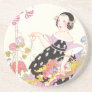 Honeysuckle Vine and Girl with Cut Flowers Coasters