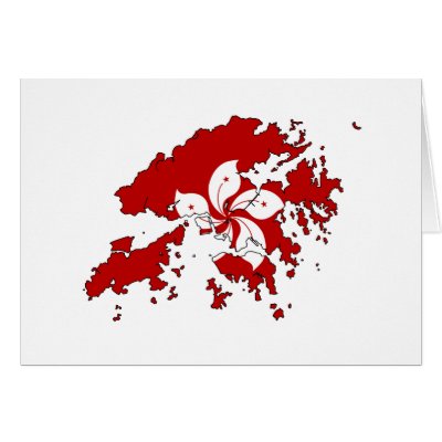 Hong Kong flag map Card by Hong Kong flag map Card by