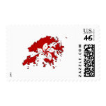 Hong Kong flag map postage