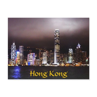 Hong Kong Skyline Postcards by gubanich