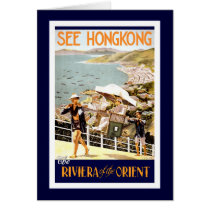 "HongKong Vintage Travel Poster" Cards