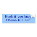 Honk if you know Obama is a liar! bumper stickers
