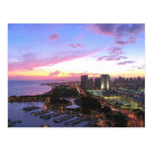 Honolulu cityscape Hawaii sunset Postcard