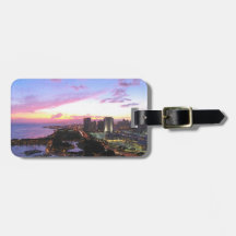 Honolulu cityscape Hawaii sunset Tags For Luggage