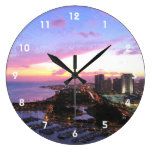 Honolulu cityscape Hawaii sunset Wall Clock